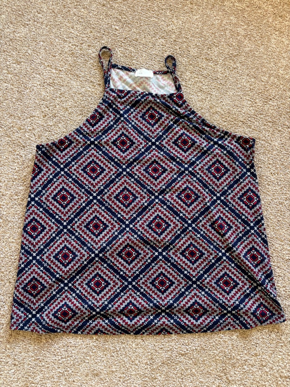 Diamond/Hanker Chief Halter Tank Top — Navy, red & white